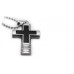 Big Carbon Fiber Stainless Steel Cross Necklace