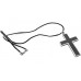 Big Carbon Fiber Contemporary Stainless Steel Cross Necklace