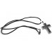 Carbon Fiber Contemporary Wide Stainless Steel Cross Necklace