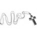 Clear Heart Carbon Fiber  Stainless Steel Cross Necklace