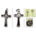 Italian Cross Necklace with Seal of Benedict - Silver Tone