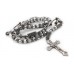 Glass Bead Rosary Cross Necklace