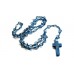 Blue Hearted Chain Wood Cross Necklace