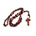 Hearted Chain Wood Cross - Red