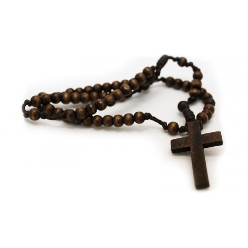 Brown Wood Cross Necklace – Red Zone