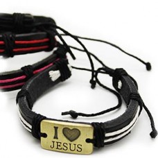 I Love Jesus Copper Cross Bracelet