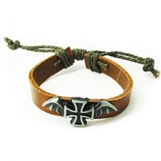 Wings Leather Cross Bracelet