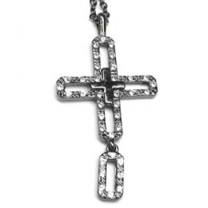 Attached Cross Necklace - Black