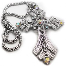 Silver Toned Big Four Corners Cross Necklace