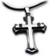 Bounded Stainless Steel Cross Necklace with Leather Chain