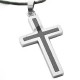 Carbon Fiber Contemporary 2 Stainless Steel Cross Necklace