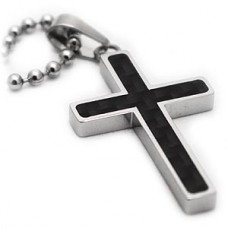 Carbon Fiber Contemporary Titanium Cross Necklace