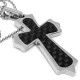 Carbon Fiber Victorian 2 Stainless Steel Cross Necklace