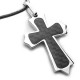 Carbon Fiber Victorian Stainless Steel Cross Necklace