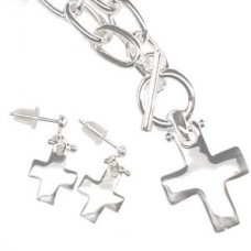 Large Silver Chain Cross Necklace