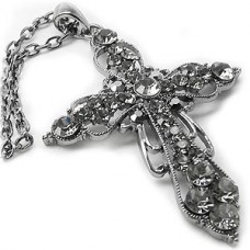 Charcoal Crown Victorian Cross Necklace