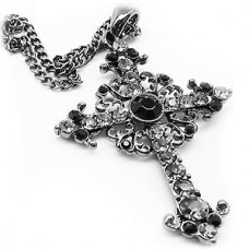 Charcoal Victorian Cross Necklace
