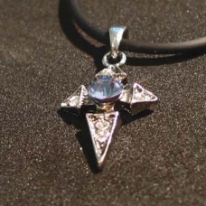 Blue Triangles Cross Necklace