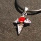 Ruby-Red Triangles Cross Necklace