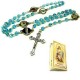 Glorious Blue Five Mystery Cross Necklace