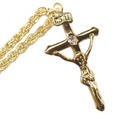 Golden Crucifix Cross Necklace with Thick Chain