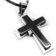Four Guardians Stainless Steel Cross Necklace with Leather Necklace