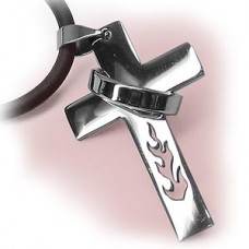 Halo Eternal Flame Stainless Steel Cross Necklace