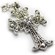 Quad Heart Flare Cross Necklace