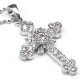 Rose Heart Cross Necklace - Silver