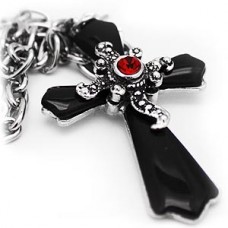 Ruby Heart 2 Cross Necklace
