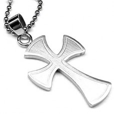 Silver Victorian Stainless Steel  Cross Necklace