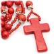 Simple Red Stone Cross Necklace