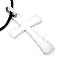 Simplicity Titanium Cross Necklace with Leather Chain
