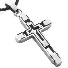 Small Deco Stainless Steel Cross Necklace