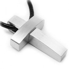 Solid Pillars Stainless Steel Cross Necklace with Leather Necklace
