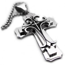 Three Layer Stainless Steel Cross Necklace