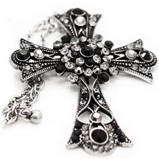 Black Twinkling Blessing Cross Necklace