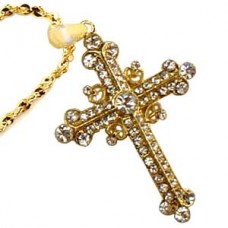 Golden Austrian Crystal Cross Necklace