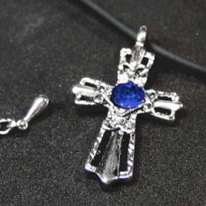 Blue Victorian Sword Cross Necklace