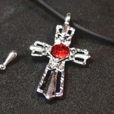 Red Victorian Sword Cross Necklace