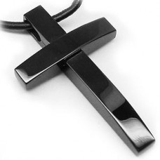 Winter Night Black Stainless Steel  Cross Necklace