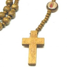 Wood Bead Crucifix 4 - Brown Cross Necklace