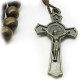 Wood Bead Benedict Crucifix Cross Necklace Dark Brown
