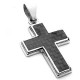 Carbon Fiber Contemporary Wide Stainless Steel Cross Pendant