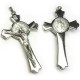 Silver Toned Italian Cross Necklace with Seal of Benedict