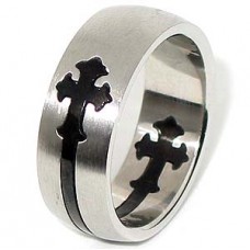 Victorian two piece Black-Silver Stainless Steel Cross Ring