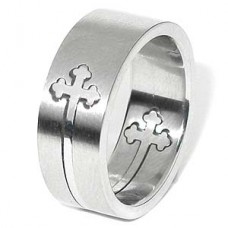Victorian two piece Stainless Steel Cross Ring
