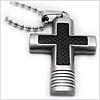 Big Carbon Fiber Stainless Steel Cross Necklace