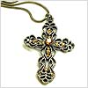 Crown Victorian 2 Cross Necklace - Citrine Rhinestone