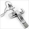 Crystal Peak Stainless Steel Cross Necklace